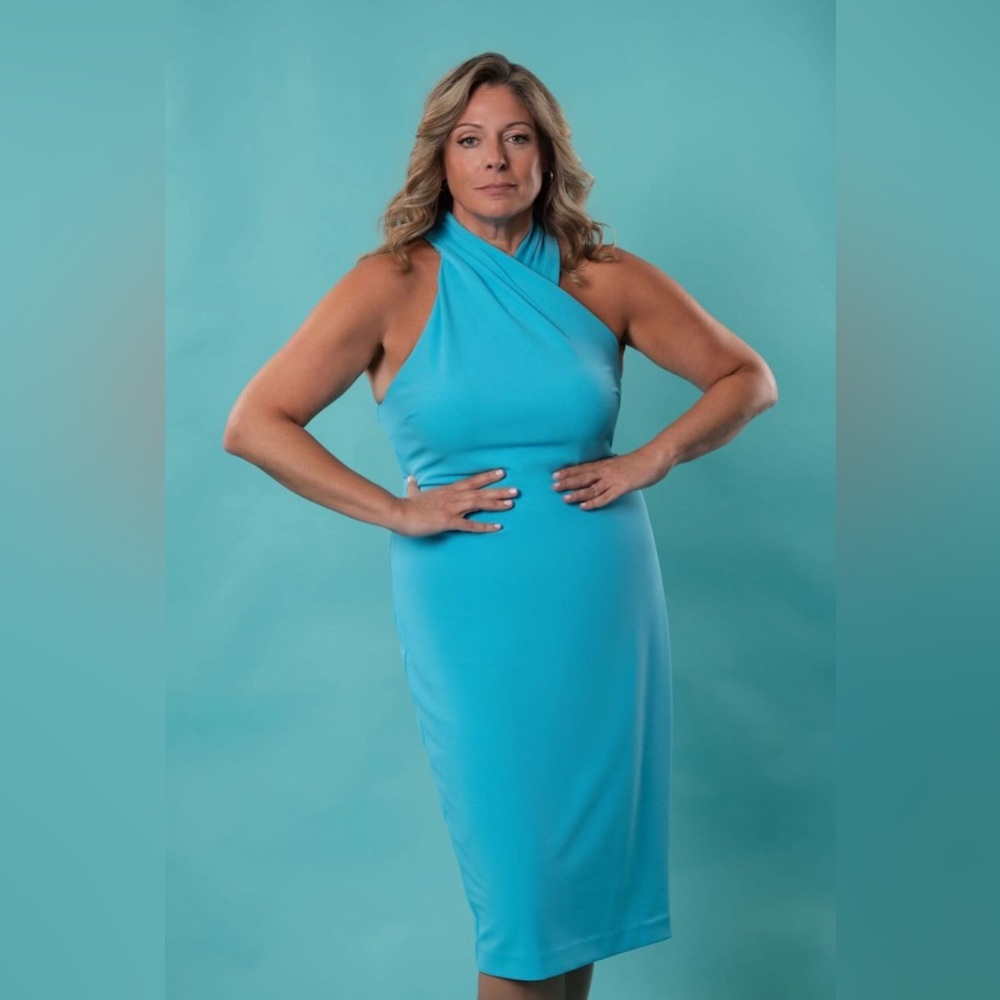 RACHEL Rachel Roy Halter Sheath Dress Color Aqua Size XL